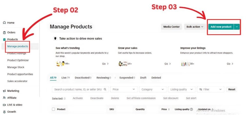 Adding product in tiktok shop catalog