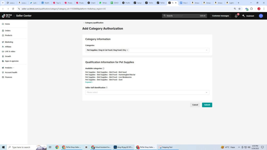 Applying for Category Approval via Desktop