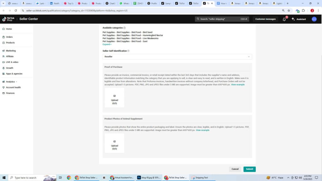"Restricted" label. in tiktok shop category approval