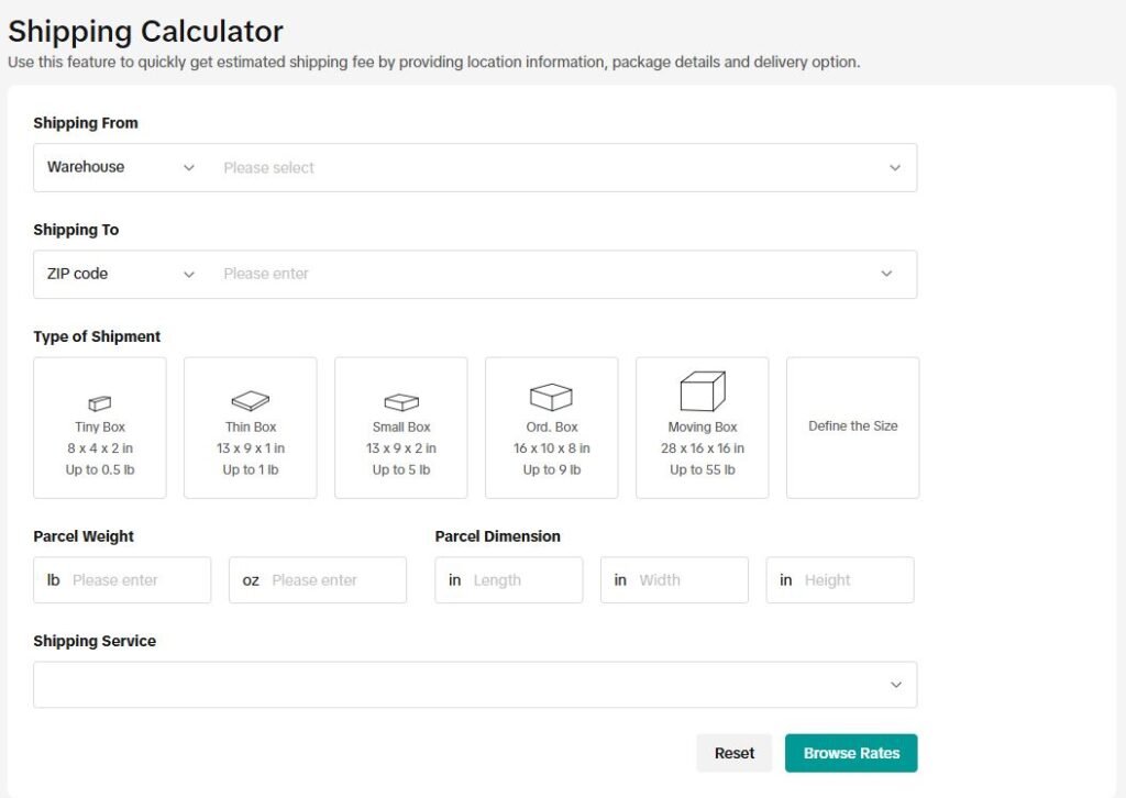 Tiktok Shop Shipping calculator