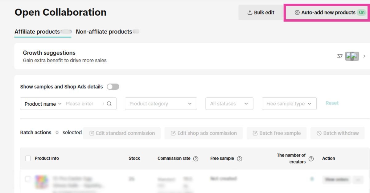 TikTok Shop Affiliate Product bar