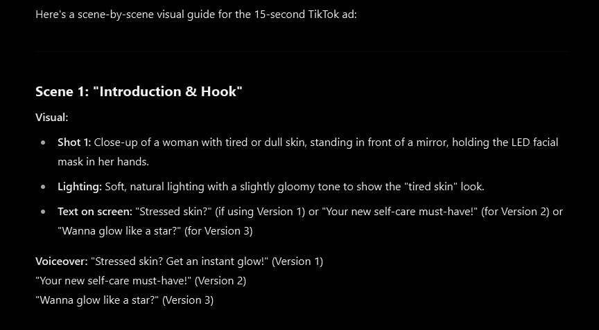 Tiktok Ads AI Scriptwriting hook creation