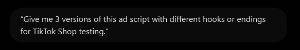 Tiktok Ads Scriptwriting prompts QNAs