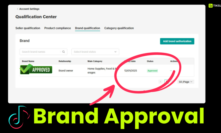 TikTok shop brand approval