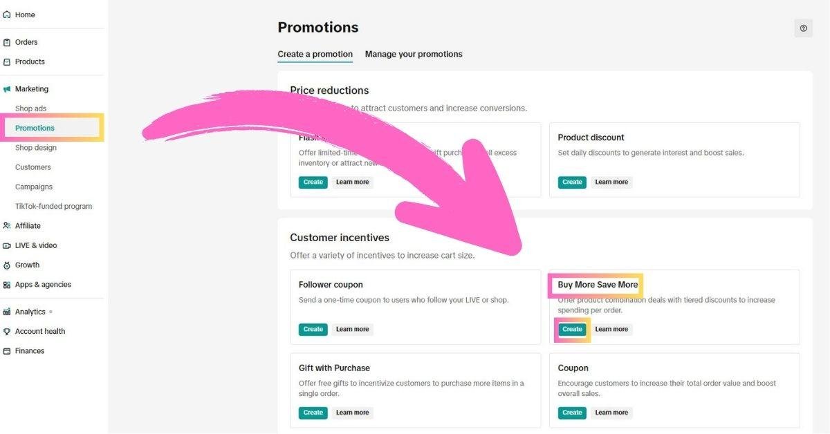 Buy more save more promotion on TikTok shop