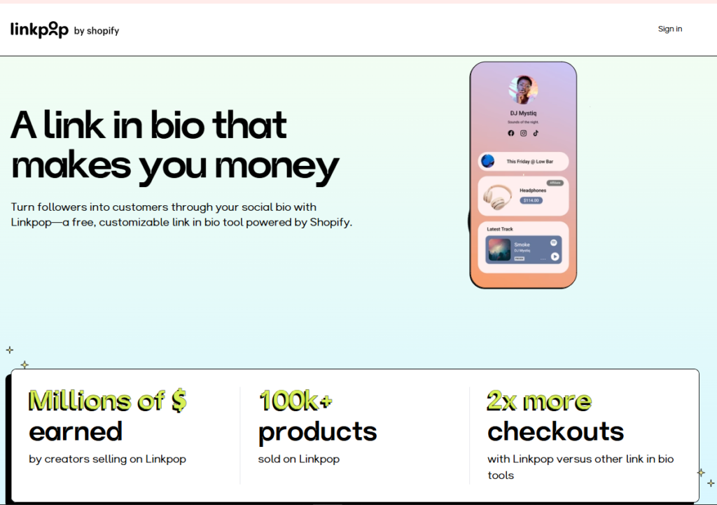 Linkpop bio intergration for tiktok shop