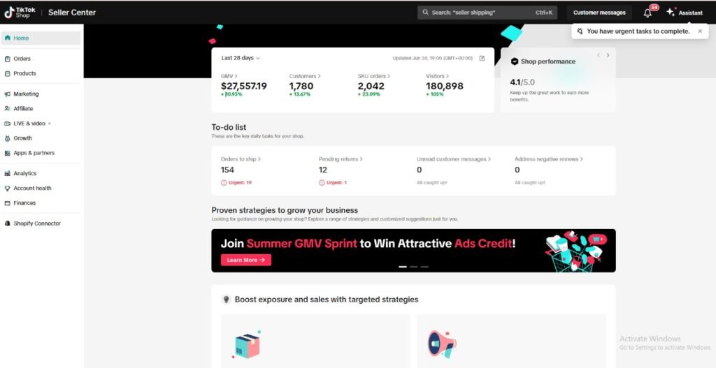 My TikTok shop store last month sales by Tiksly