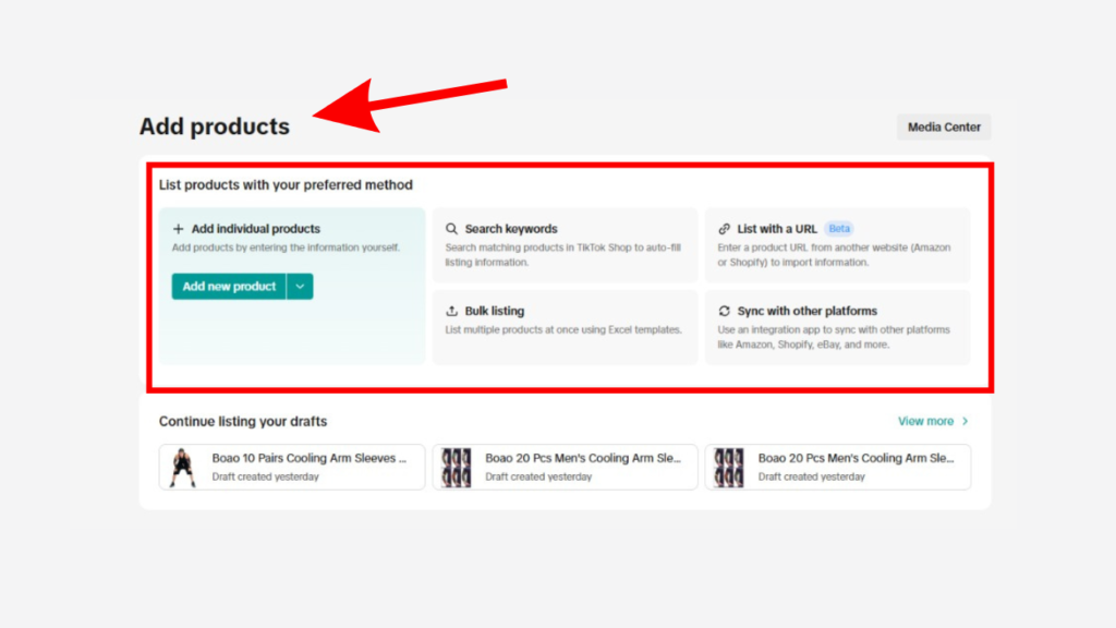 Tiktok shop product add