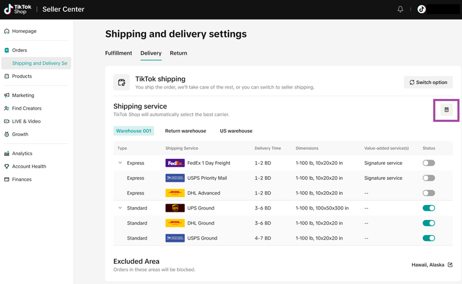 tiktok shop shipping