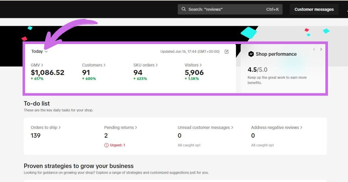 order fulfilment on TikTok shop dashboard and get 1k dollar sales