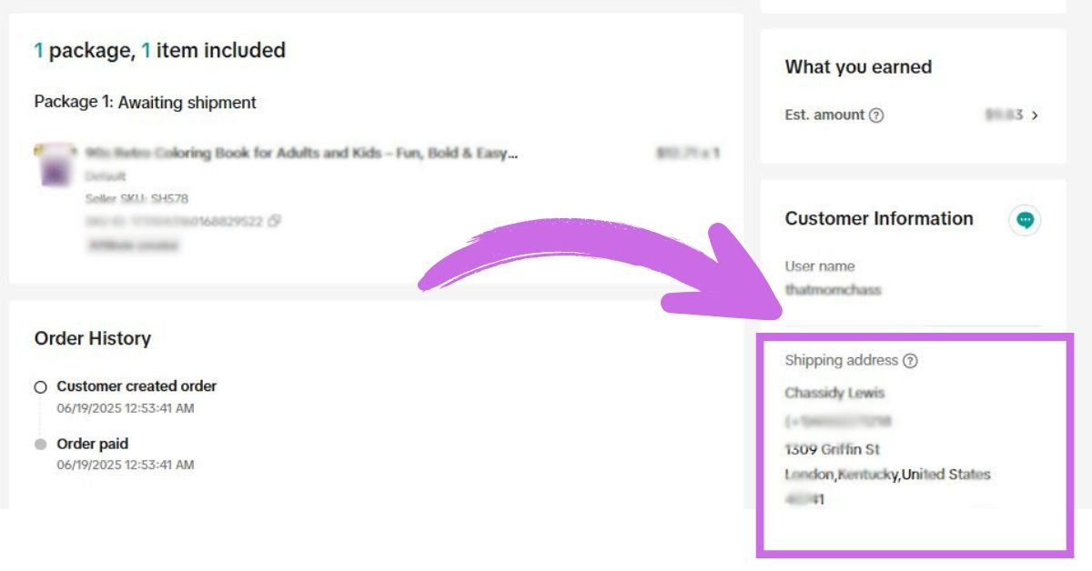 shipping selection on TikTOk shop
