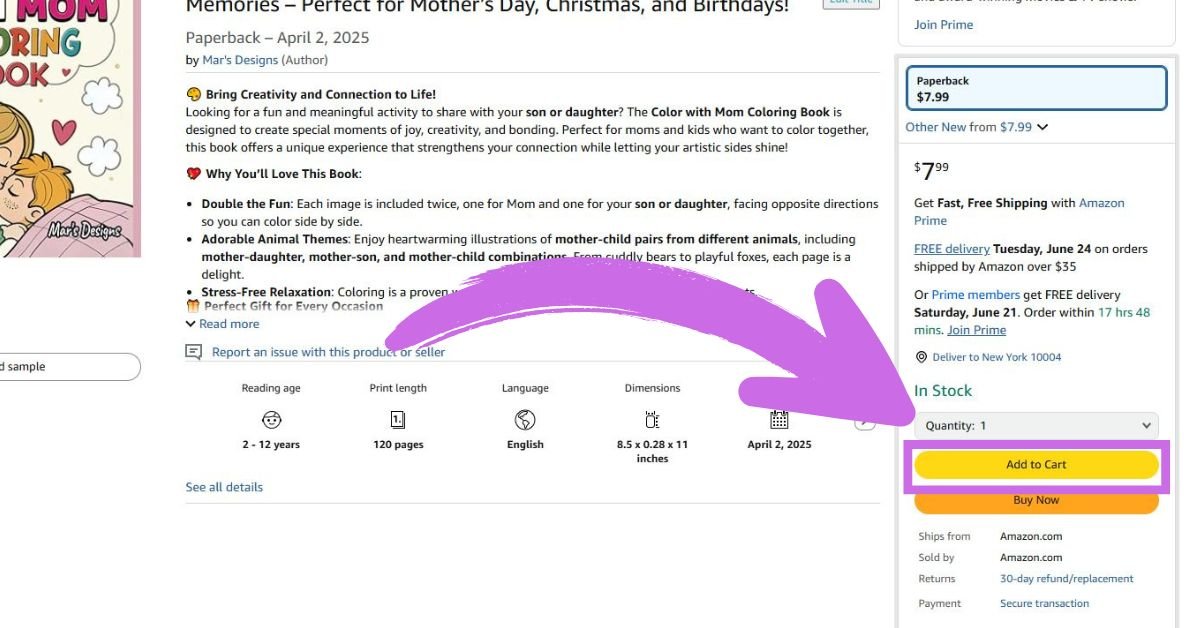 addint product into card on Amazon