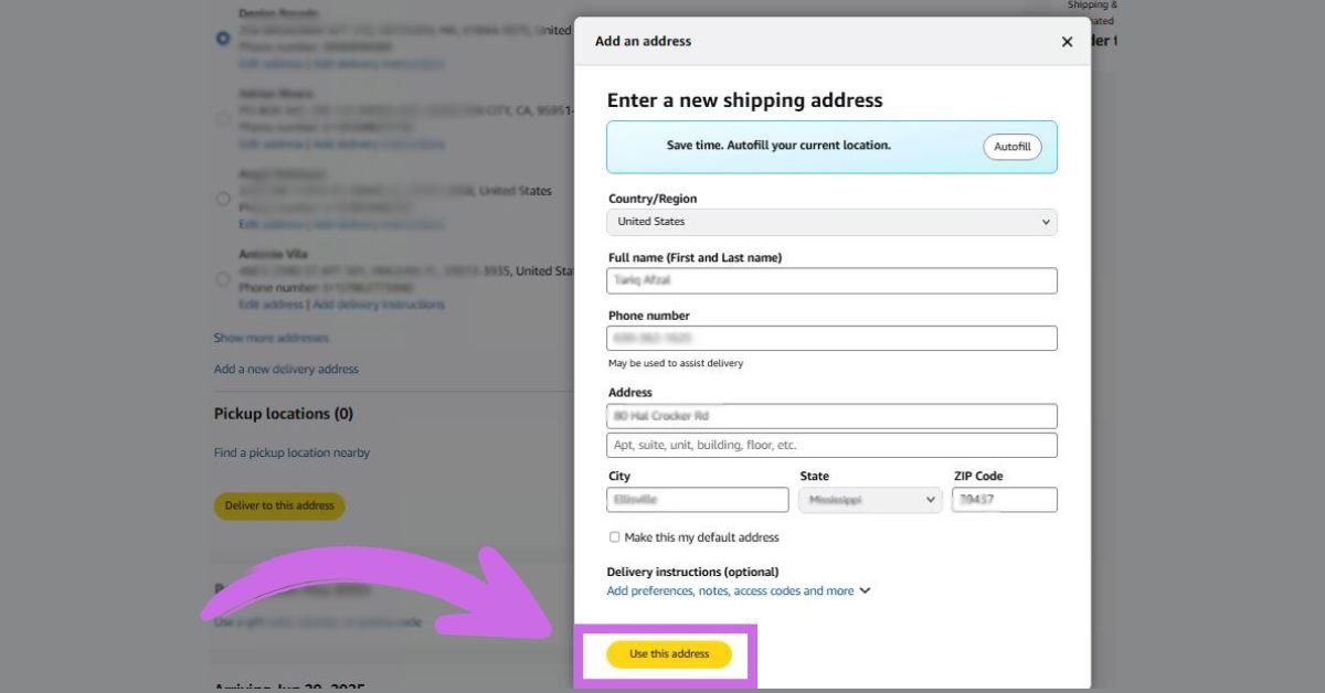 address confirmation on Amazon