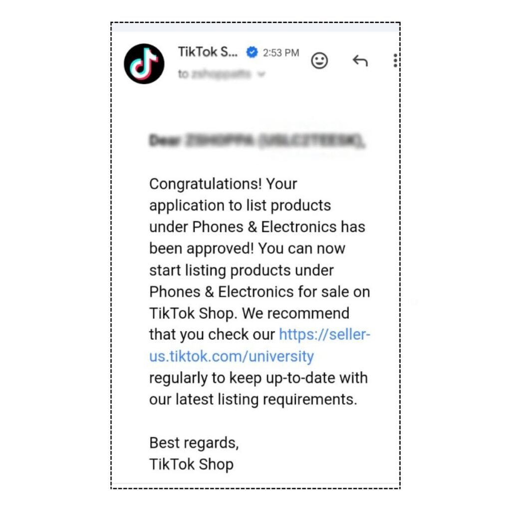 Tiktok shop product category approval
