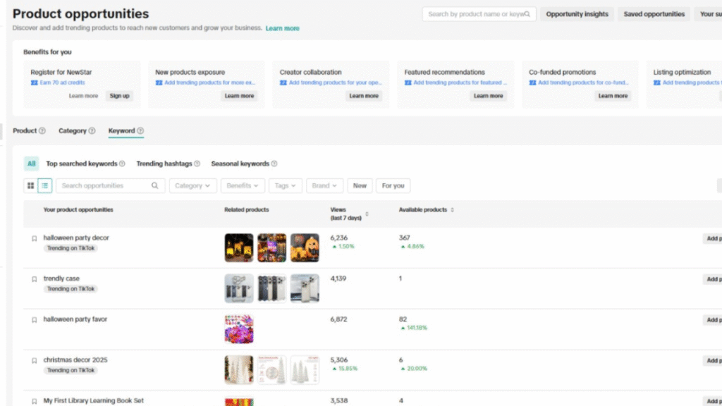 Tiktok shop product section